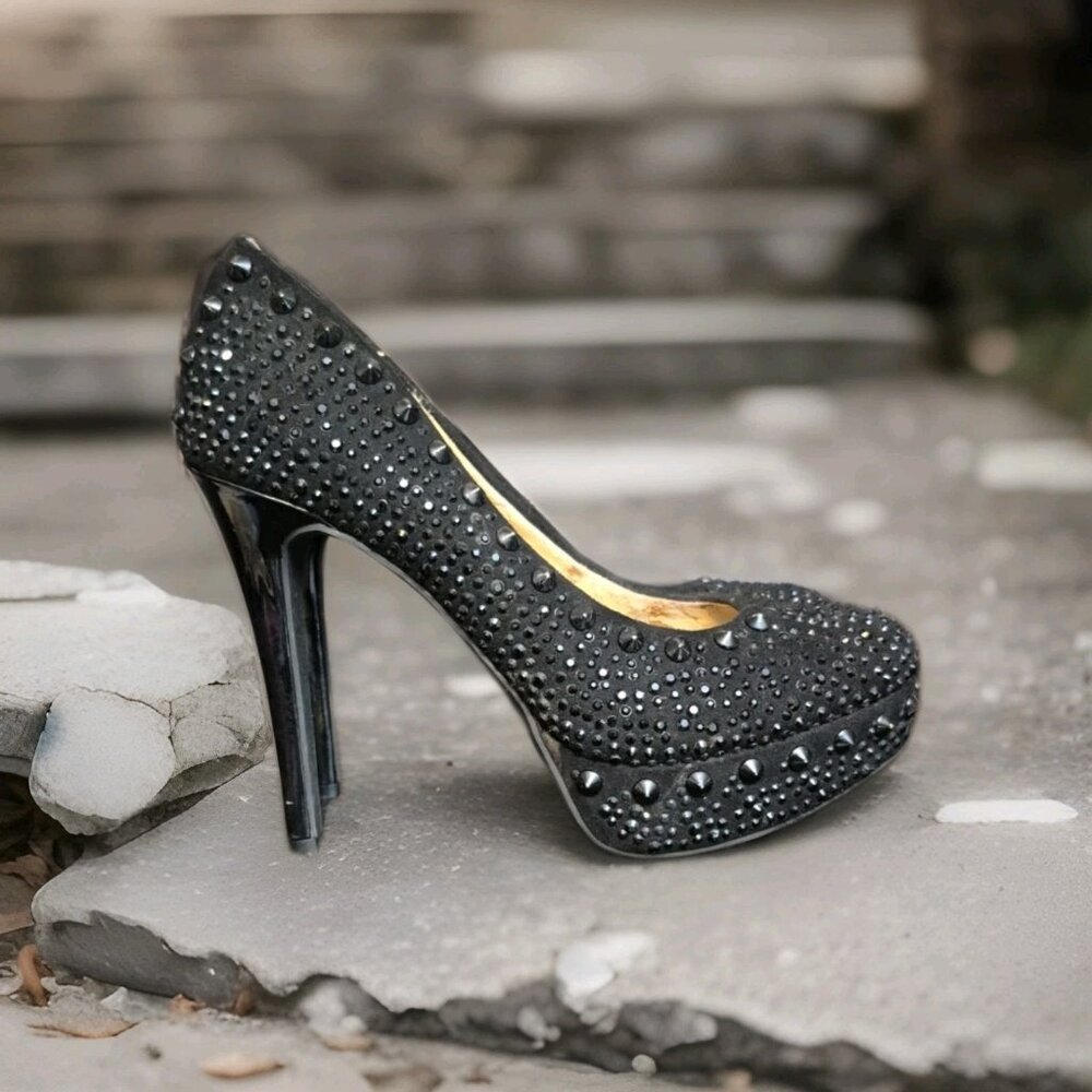 Gianni Bini Satin Studded Beaded Platform Stiletto Heels Women's Size 6 - Picture 4 of 8